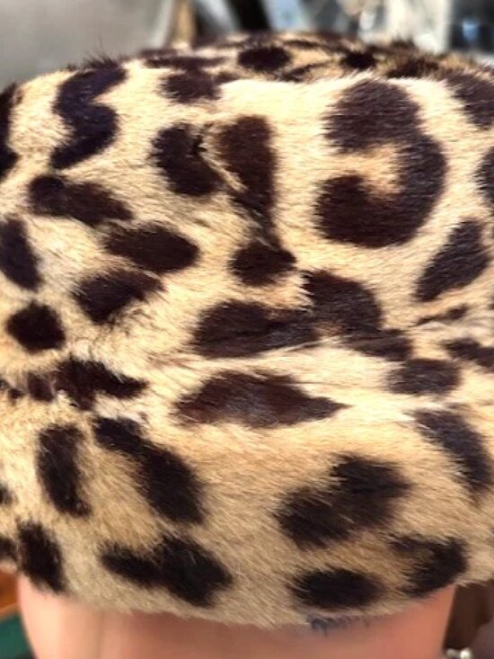 Vintage Deco Flapper Leopard Cheetah Spotted Animal Print Real Fur Pillbox Hat